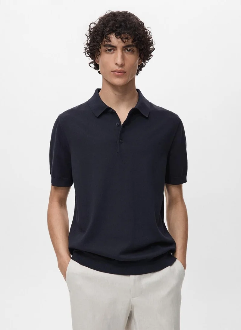 Mango Man 100% Cotton Fine-Knit Polo Shirt